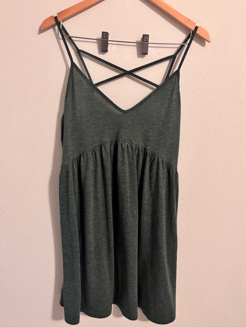 SHEIN Dark Green Crisscross Strap Mini Dress